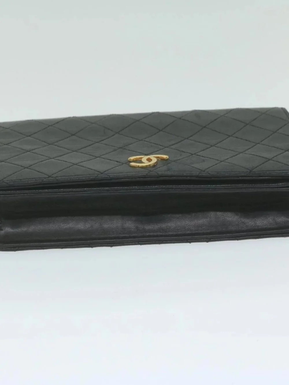CHANEL Matelasse Chain Shoulder Bag Lamb Skin Black CC Auth 62395